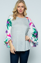 Load image into Gallery viewer, Tropical Rain Bell Sleeve Top