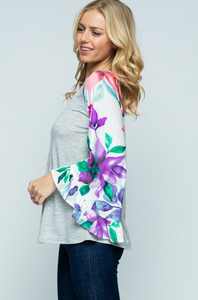 Tropical Rain Bell Sleeve Top
