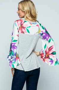 Tropical Rain Bell Sleeve Top