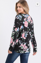 Load image into Gallery viewer, Glorious Floral Night Front Tie Top