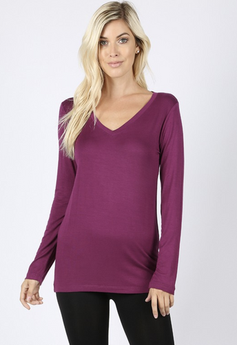 Believe in You Long Sleeve Tee in Plum