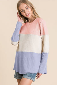 Creamsicle Color Block Waffle Knit Top