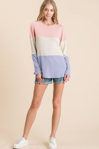 Creamsicle Color Block Waffle Knit Top