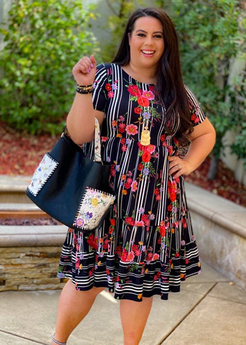Floral Path Tiered Dress