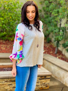 Tropical Rain Bell Sleeve Top