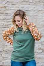 Load image into Gallery viewer, IN STOCK Rust Floral and Green Pullover