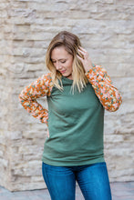 Load image into Gallery viewer, IN STOCK Rust Floral and Green Pullover