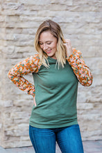 Load image into Gallery viewer, IN STOCK Rust Floral and Green Pullover