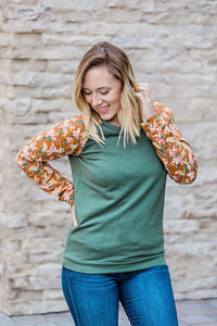 IN STOCK Rust Floral and Green Pullover