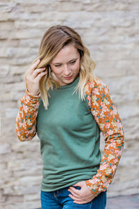 IN STOCK Rust Floral and Green Pullover