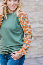 Load image into Gallery viewer, IN STOCK Rust Floral and Green Pullover