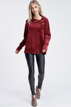 Load image into Gallery viewer, For The Win Burgundy Velour Sweater