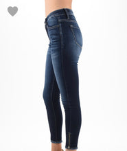 Load image into Gallery viewer, Zip bottom dark wash Jeans