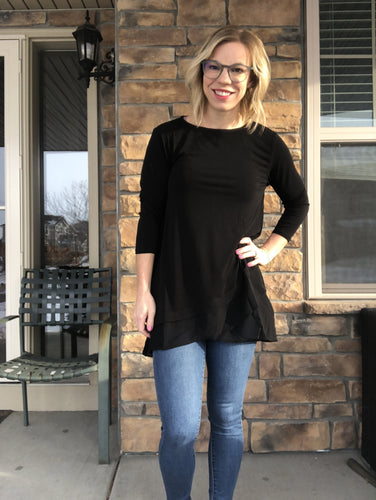 Black tunic with chiffon at bottom