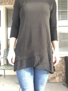 Black tunic with chiffon at bottom