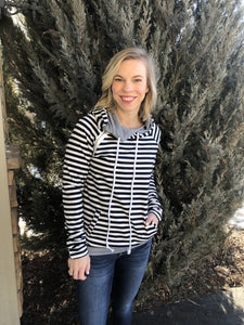 Navy Striped hoodie
