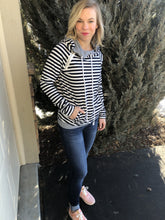 Load image into Gallery viewer, Navy Striped hoodie