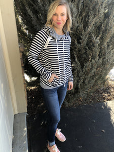 Navy Striped hoodie