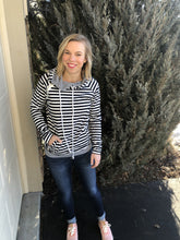 Load image into Gallery viewer, Navy Striped hoodie