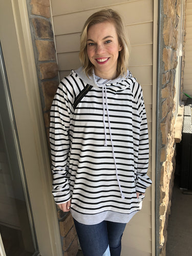 Black and white stripe hoodie