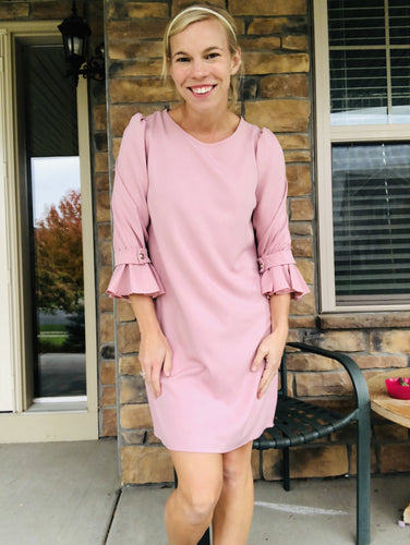 Ruffle Sleeve Pink Dress