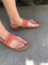 Load image into Gallery viewer, Coral laser cut flip flop