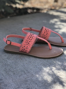 Coral laser cut flip flop