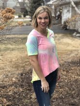 Load image into Gallery viewer, Tie dye v neck tunic tee