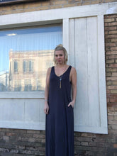 Load image into Gallery viewer, Grey Maxi dress with asymetical hem