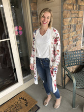 Load image into Gallery viewer, White lightweight Floral Duster