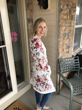 Load image into Gallery viewer, White lightweight Floral Duster