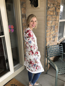 White lightweight Floral Duster