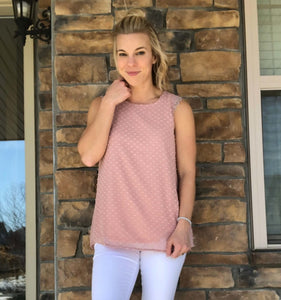 Swiss dot pink tank top