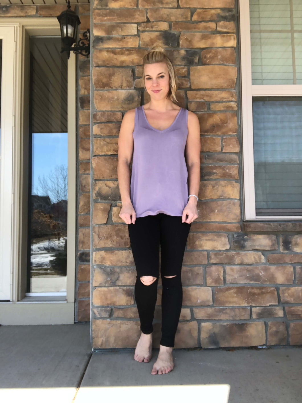 High waist Black distressed denim