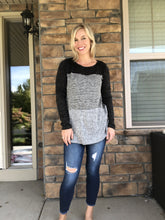 Load image into Gallery viewer, Grey color block stripe top