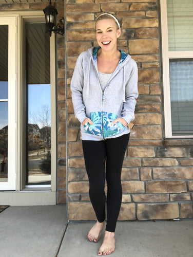 Palm Tree pocket/hood zip up sweatshirt