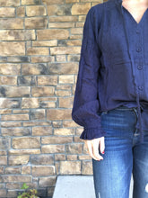 Load image into Gallery viewer, Navy Swiss Dot longsleeve