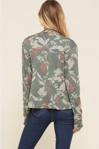 Floral cascade front jacket
