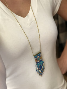 Beaded long Fringe Necklace