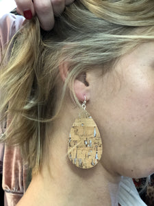 Cork earrings with silver flecks