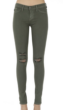 Load image into Gallery viewer, Dark Green Distressed Jeggings