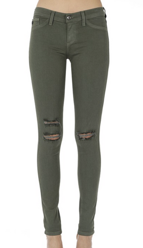 Dark Green Distressed Jeggings