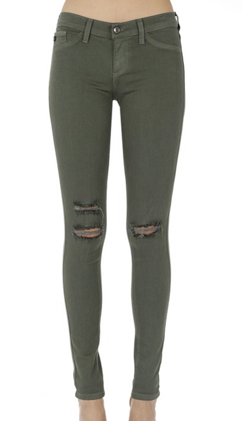 Dark Green Distressed Jeggings
