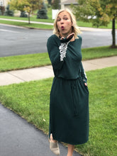 Load image into Gallery viewer, Dark green long sleeve dress