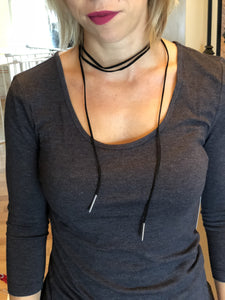 Black Suede Choker Wrap Necklace