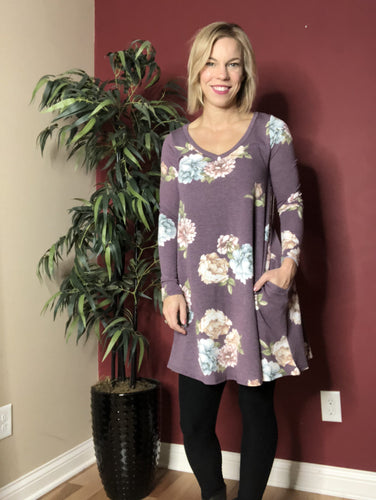 Floral tunic dress with pockets