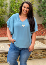 Load image into Gallery viewer, Flutter Sleeve Top in Spring Blue