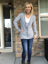 Load image into Gallery viewer, Grey Stripe snap cardigan