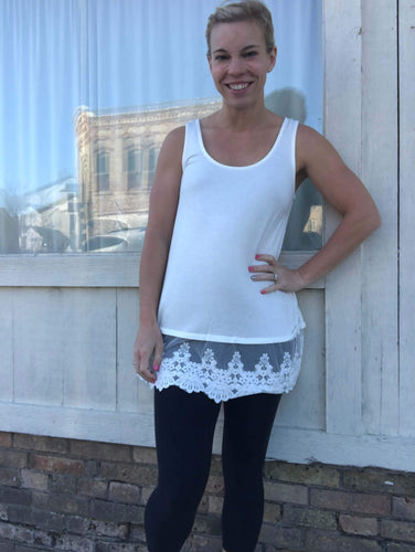 White lace bottom tank