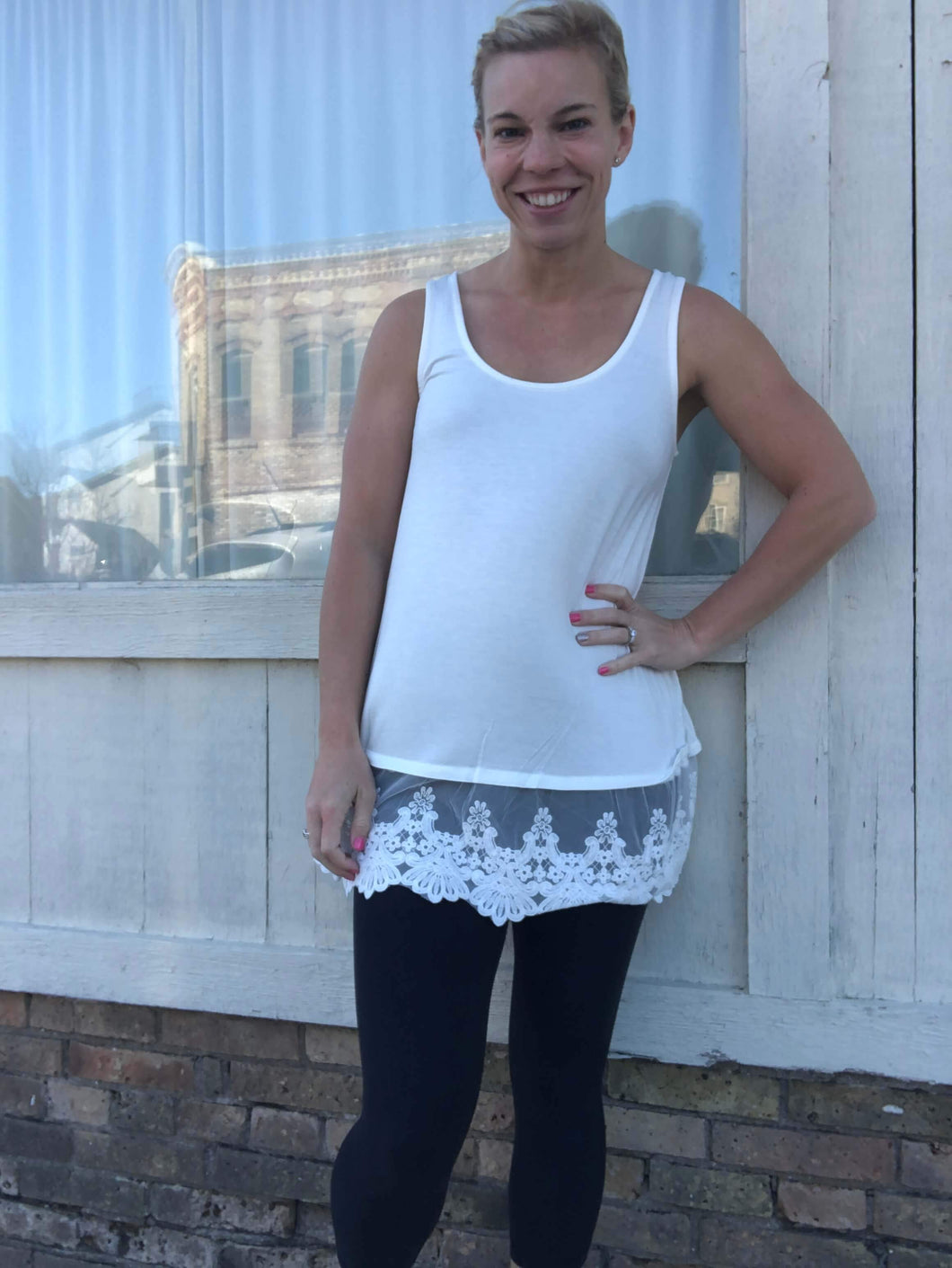 White lace bottom tank